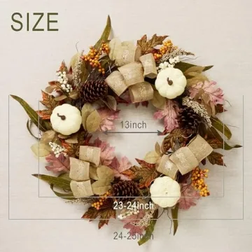 Fall Wreaths - 24 Inch Pre-Lit Decor for All Occasions