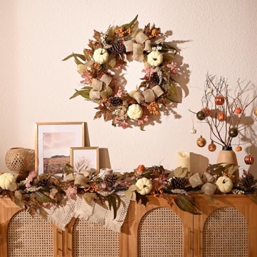 Fall Wreaths - 24 Inch Pre-Lit Decor for All Occasions