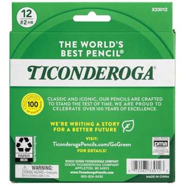 Ticonderoga My First Short Triangular Wood-Cased Pencils, #2 HB Soft, With Erasers, Yellow, 12 Count