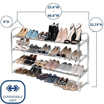 Seville Classics 3-Tier Expandable Shoe Rack for 24 Pairs