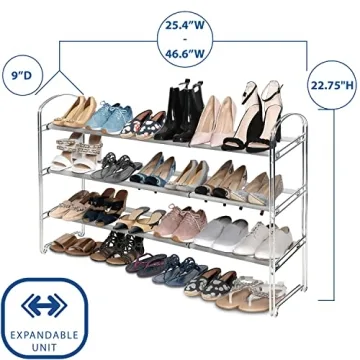 Seville Classics 3-Tier Expandable Shoe Rack for 24 Pairs