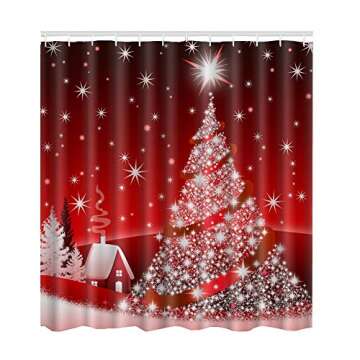 Custom Home Decor Christmas Decoration Background Fabric Shower Curtain European Style Bathroom Curt...