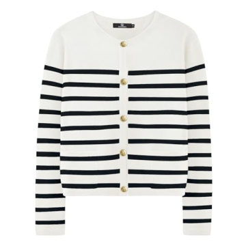 LILLUSORY Women's Striped Cardigan Sweaters Fall Outfits Clothes Fashion Trendy Long Sleeve Tops Cas...