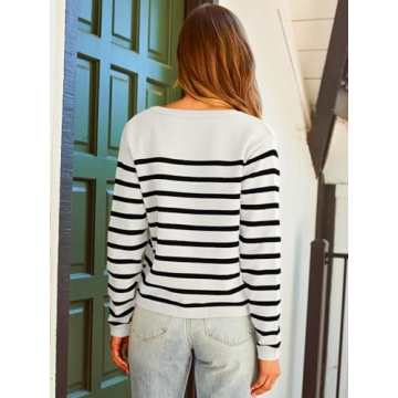 Trendy LILLUSORY Women's Striped Cardigan Sweater Online