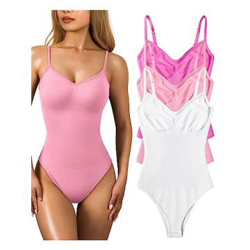 OQQ Women's Stylish Tummy Control Bodysuit - 3 Piece Set