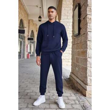 COOFANDY Men's Tracksuits Waffle Hoodie and Sweatpants Set