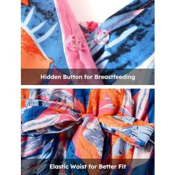 PATPAT Family Matching Outfits Mom and Daughter Matching Outfits Tropical Floral Palm Leaf Print Spaghetti Strap Mommy and Me Hawaiian Dress Boho Beach Leaf Print Hawaiian Dresses for Women M