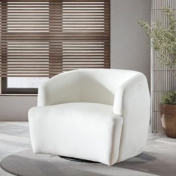 Bonzy Home Swivel Barrel Accent Chair, Comfy Velvet Upholstered Round Swivel Armchair with Padded Cu...
