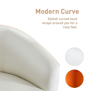 Bonzy Home Swivel Barrel Accent Chair, Comfy Velvet Upholstered Round Swivel Armchair with Padded Cushion, Modern Channel Club Chair for Living Room Bedroom, White
