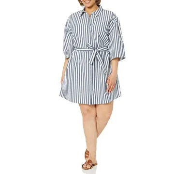 Dakota Belted Mini Shirt Dress for Plus Size Women