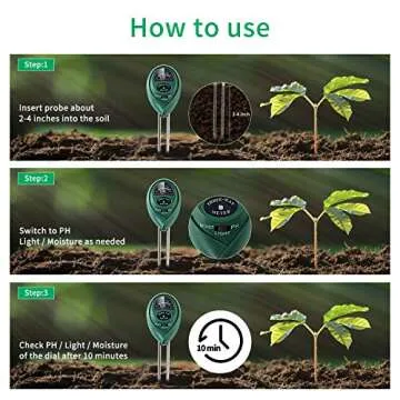 Alkey Soil Moisture Meter - 3 in 1 Soil Tester Kits with Soil Moisture/Light/pH Tester, Gardening Tool Kit for Plants, Suitable for Indoor & Outdoor, Gardens, Lawn, Farms Use