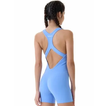 AUROLA Power Romper for Women Workout Yoga Gym Seamless One Piece Racerback Jumpsuit Tummy Control Sports Bra,Serenity Blue,XS