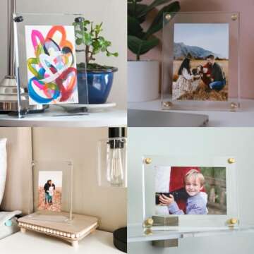 Wexel Art Floating Tabletop Frame, 5x7-Inch Art & Photos, Gold Hardware