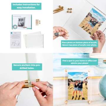 Wexel Art Floating Tabletop Frame, 5x7-Inch Art & Photos, Gold Hardware