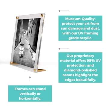 Wexel Art Floating Tabletop Frame, 5x7-Inch Art & Photos, Gold Hardware
