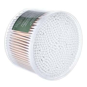MONCOM Cotton Swabs 500 Count Double Round Thick Tips | Biodegradable Eco-Friendly Strong Wooden Sti...