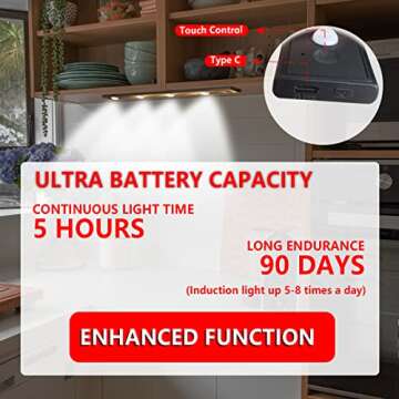 Under Cabinet Lights, Upgraded Unique Waveform Lighting, Wireless Motion Sensor Light Indoor, 3 Color Temps 1000mAh Rechargeable Led Motion Sensor Cabinet Light(Silver, 11.02 inch / 2Pack)