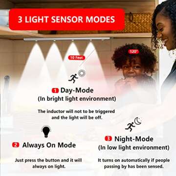 Under Cabinet Lights, Upgraded Unique Waveform Lighting, Wireless Motion Sensor Light Indoor, 3 Color Temps 1000mAh Rechargeable Led Motion Sensor Cabinet Light(Silver, 11.02 inch / 2Pack)