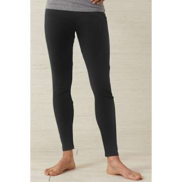 Fair Indigo Women's 100% Organic Pima Cotton Leggings Pants - Ankle Length - 26" Inseam (S, Black)