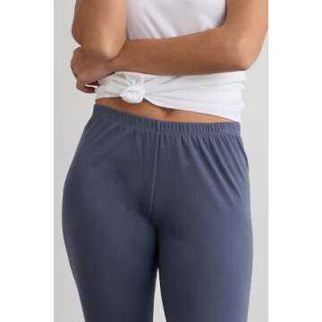 Fair Indigo Women's 100% Organic Pima Cotton Leggings Pants - Ankle Length - 26" Inseam (S, Black)