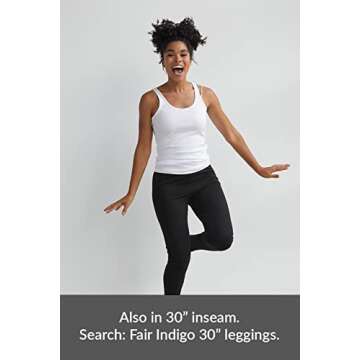 Fair Indigo Women's 100% Organic Pima Cotton Leggings Pants - Ankle Length - 26" Inseam (S, Black)