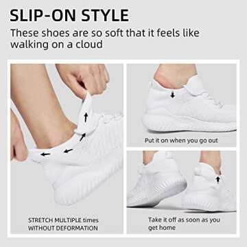 Akk White Slip on Tennis Shoes for Women Casual Walking Sneakers Arch Support Jogging Shoes for Work...