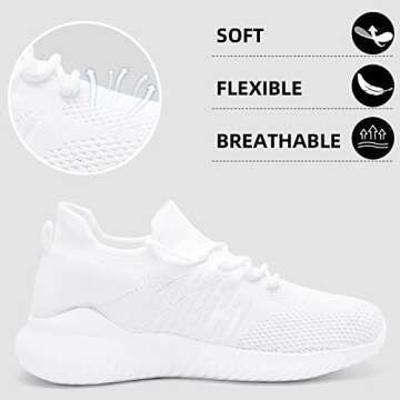 Akk White Slip on Tennis Shoes for Women Casual Walking Sneakers Arch Support Jogging Shoes for Workout Exercise White Size 7