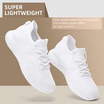 Akk White Slip on Tennis Shoes for Women Casual Walking Sneakers Arch Support Jogging Shoes for Workout Exercise White Size 7