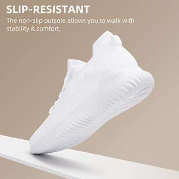 Akk White Slip on Tennis Shoes for Women Casual Walking Sneakers Arch Support Jogging Shoes for Workout Exercise White Size 7