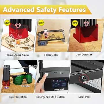 Official Longer RAY5 5W Laser Engraving and Cutting Machine, 40W Laser Engraver for Wood and Metal, Acrylic, Leather, Glass, 3.5 inch Touch Screen, Support Offline Engraving and APP Control