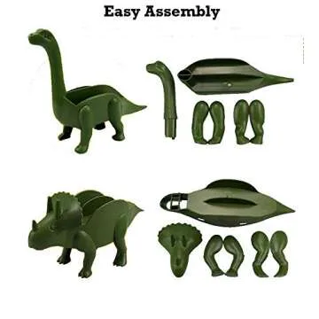 Unido Box Dinosaur Taco Holder - Kids Plastic Novelty Taco Plate - Army Green - Set of 4-2 Triceratops, 2 Brontosaurus (4)