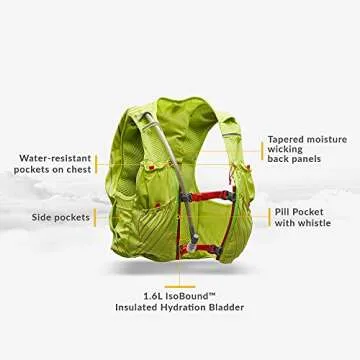 Nathan Women's Pinnacle Race Vest & 12L Hydration Pack with 1.6L Bladder, Water-Resistant Pockets, Lightweight & Moisture Wicking