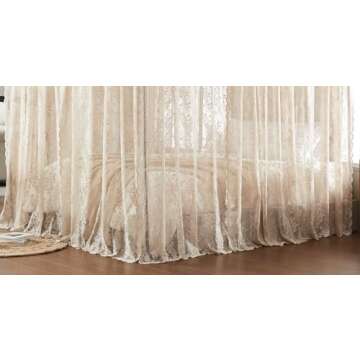 Warm Home Designs Lace Canopy Bed Curtains Set Consists of 8 48" x 78" Linen Canopy Curtains with Tie-Backs. Queen Canopy Bed Curtains or King Bed Canopy Curtains for Coquette Bedroom Decor. LC Linen