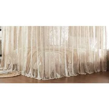 Warm Home Designs Lace Canopy Bed Curtains Set Consists of 8 48" x 78" Linen Canopy Curtains with Tie-Backs. Queen Canopy Bed Curtains or King Bed Canopy Curtains for Coquette Bedroom Decor. LC Linen