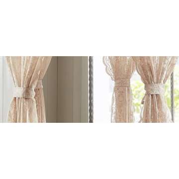 Warm Home Designs Lace Canopy Bed Curtains Set Consists of 8 48" x 78" Linen Canopy Curtains with Tie-Backs. Queen Canopy Bed Curtains or King Bed Canopy Curtains for Coquette Bedroom Decor. LC Linen