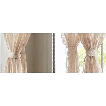 Warm Home Designs Lace Canopy Bed Curtains Set Consists of 8 48" x 78" Linen Canopy Curtains with Tie-Backs. Queen Canopy Bed Curtains or King Bed Canopy Curtains for Coquette Bedroom Decor. LC Linen