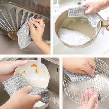 Pousbo Non-Scratch Wire Dishwashing Rags for Effective Cleaning