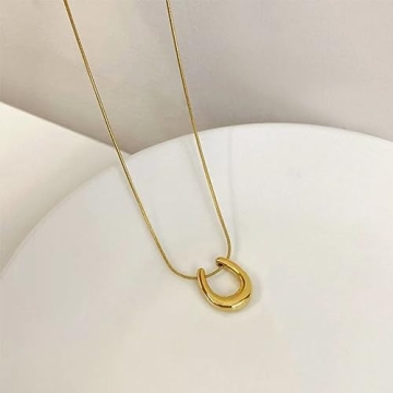 JczR.Y Stainless Steel Horseshoe Necklace - Elegant Gold U Shaped Jewelry Pendant