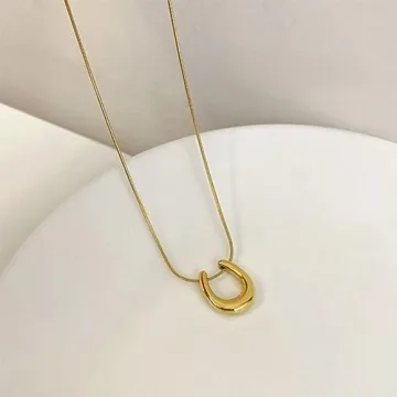 JczR.Y Stainless Steel Horseshoe Necklace - Elegant Gold U Shaped Jewelry Pendant