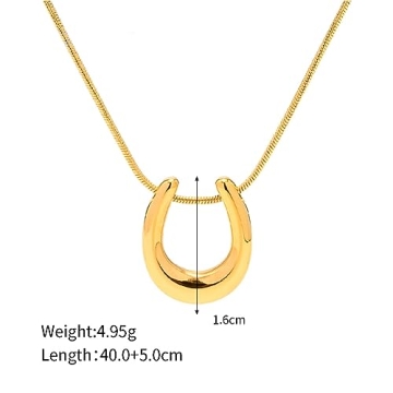 JczR.Y Stainless Steel Horseshoe Necklace - Elegant Gold U Shaped Jewelry Pendant