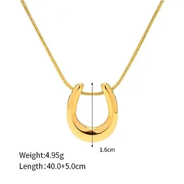 JczR.Y Stainless Steel Horseshoe Necklace - Elegant Gold U Shaped Jewelry Pendant
