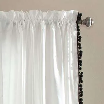 Lush Decor Pom Curtain | Textured, Vintage Chic Style Window Panel