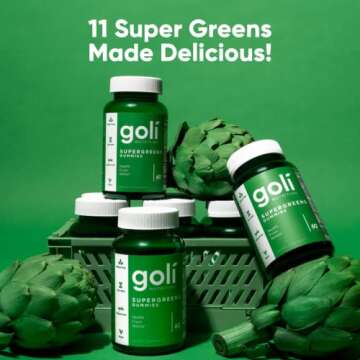 Goli SuperGreen Vitamin Gummy - 180 Count - Essential Vitamins and Minerals - Plant-Based, Vegan, Gluten-Free & Gelatin Free - Health from Within, Pack of 3