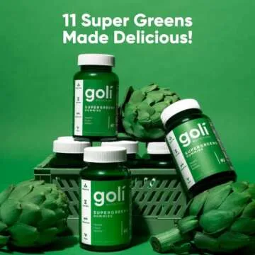 Goli SuperGreen Vitamin Gummy - 180 Count - Essential Vitamins and Minerals - Plant-Based, Vegan, Gluten-Free & Gelatin Free - Health from Within, Pack of 3