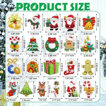 Yaomiao 21 Pcs Christmas Diamond Art Painting Kits Ornaments 5D DIY Craft Keychains Xmas Rhinestone ...