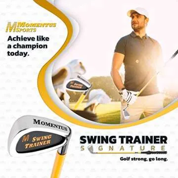 MOMENTUS Weighted Golf Swing Trainer - Shortened 7 Iron Swing Trainer Golf Club - Swing Trainer Aid to Improve Golf Shot Accuracy and Swing Speed for a Better Golf Game - 48 oz