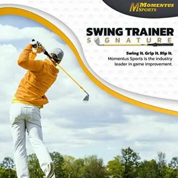 MOMENTUS Weighted Golf Swing Trainer - Shortened 7 Iron Swing Trainer Golf Club - Swing Trainer Aid to Improve Golf Shot Accuracy and Swing Speed for a Better Golf Game - 48 oz