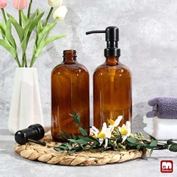 Stylish GMISUN Amber Glass Soap Dispenser Set for Home
