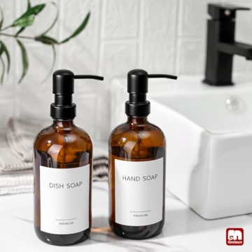 Stylish GMISUN Amber Glass Soap Dispenser Set for Home