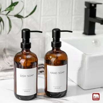 Stylish GMISUN Amber Glass Soap Dispenser Set for Home
